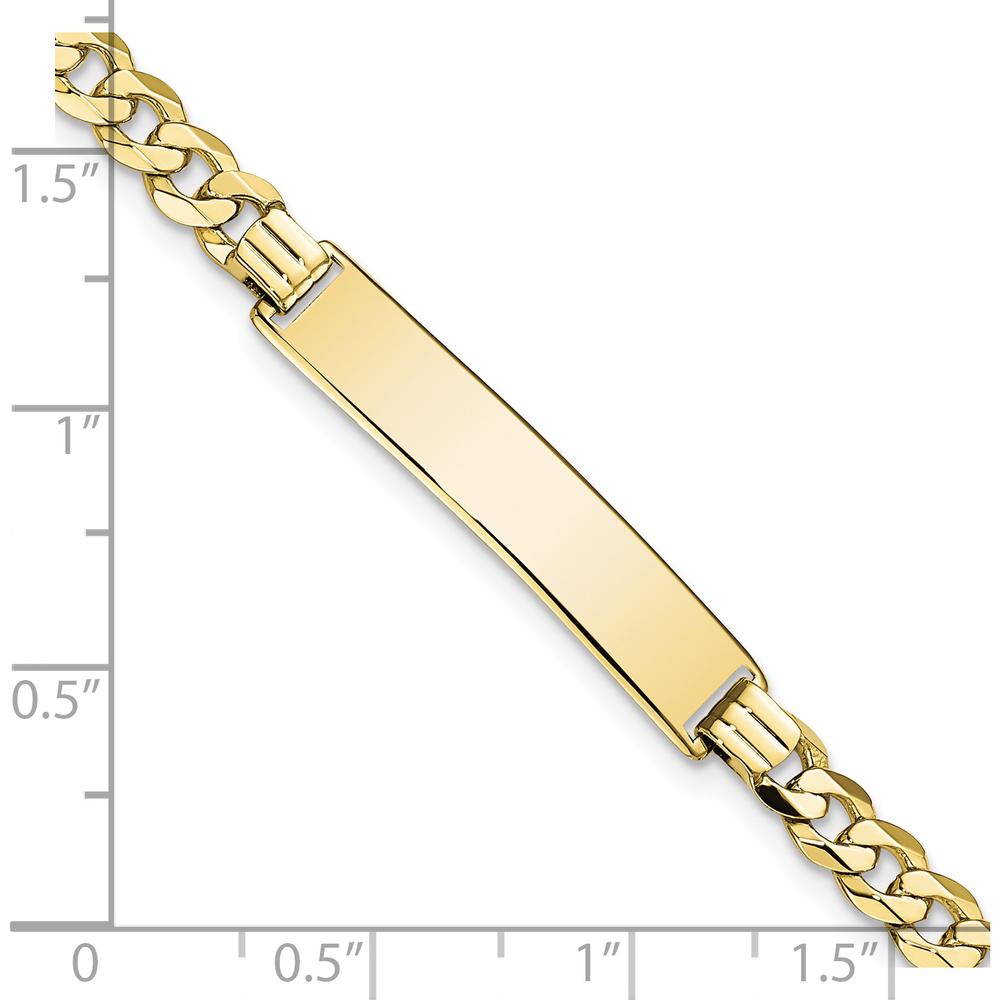 10K Yellow Gold Flat Curb Link ID Bracelet - Engravable 8" Bracelet with Lobster Clasp