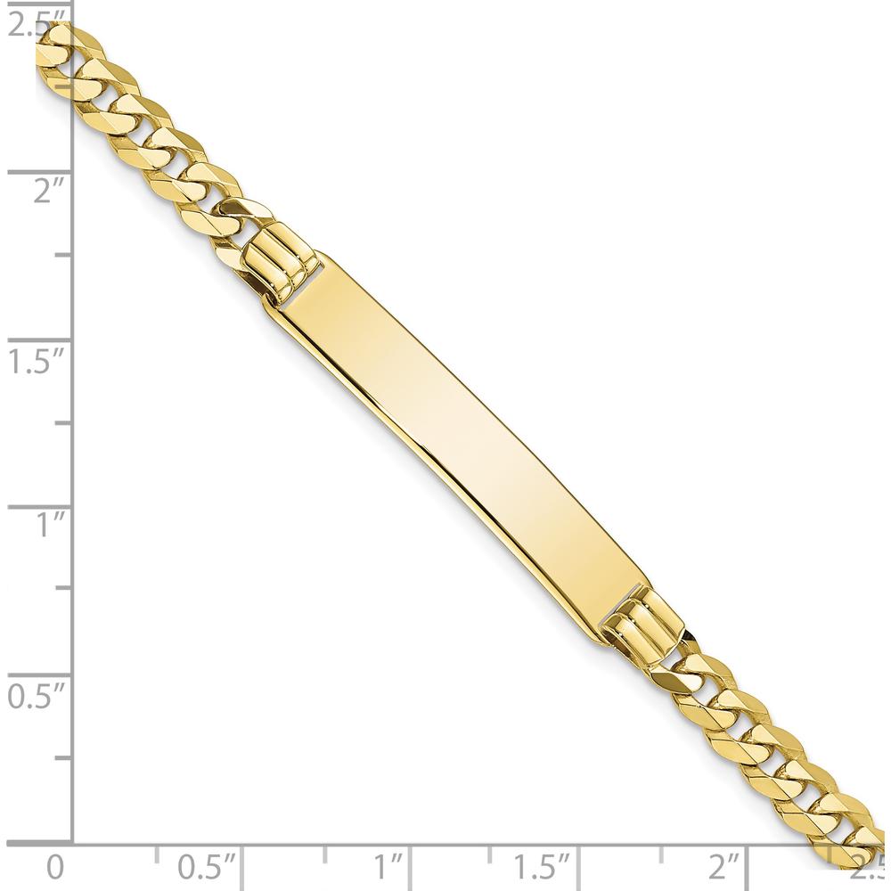 10K Yellow Gold Flat Curb Link ID Bracelet - Engravable with Lobster Clasp - 7"
