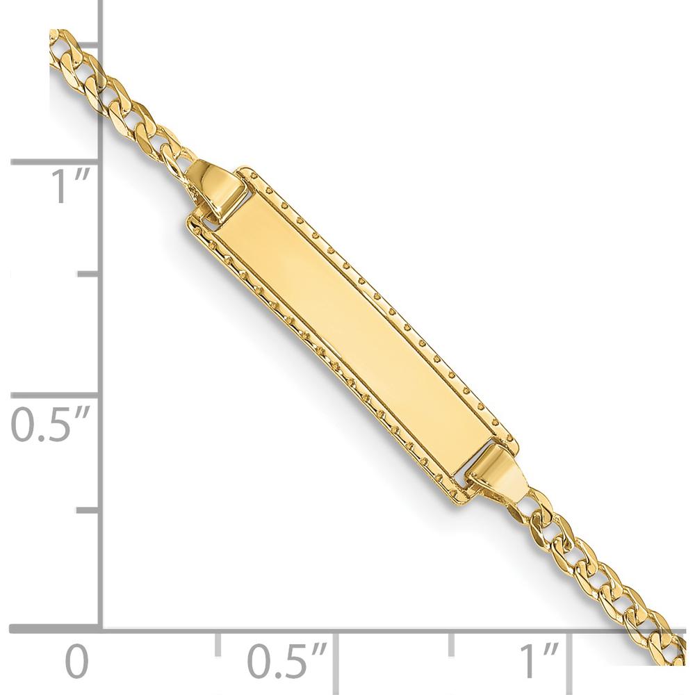 10K Yellow Gold Flat Curb Link ID Bracelet with Customizable Charm - 6"