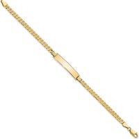 10K Yellow Gold Flat Curb Link ID Bracelet with Engravable Charm