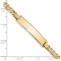 10K Yellow Gold Flat Curb Link ID Bracelet with Engravable Charm