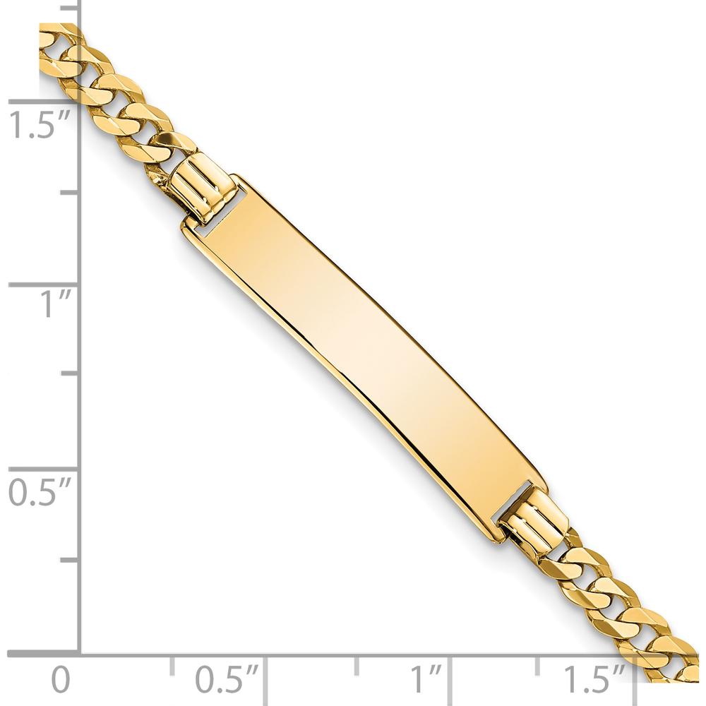 10K Yellow Gold Flat Curb Link ID Bracelet with Engravable Charm