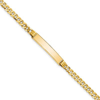 10K Yellow Gold Flat Curb Link ID Bracelet with Engravable ID Plate - 7" Length