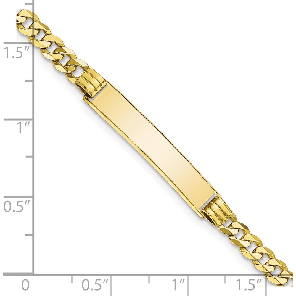 10K Yellow Gold Flat Curb Link ID Bracelet with Engravable ID Plate - 7" Length