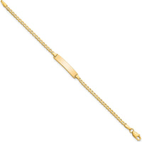 10K Yellow Gold Flat Curb Link ID Bracelet with Engravable Plate