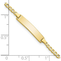 10K Yellow Gold Flat Curb Link ID Bracelet with Engravable Plate