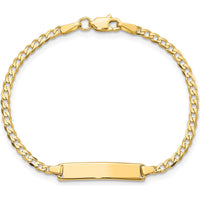 10K Yellow Gold Flat Curb Link ID Bracelet with Engravable Plate