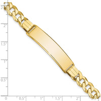 10K Yellow Gold Flat Curb Link ID Bracelet with Engravable Plate - 8"