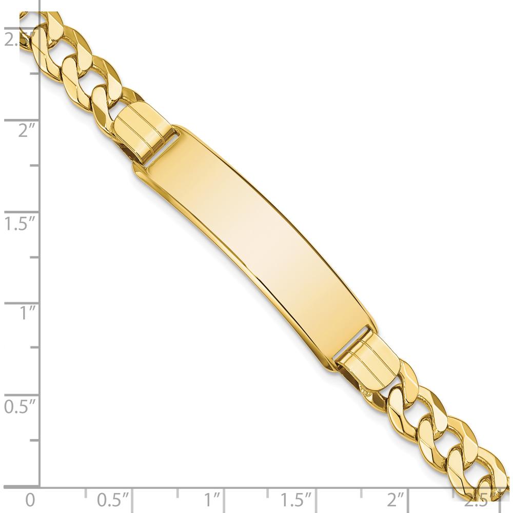 10K Yellow Gold Flat Curb Link ID Bracelet with Engravable Plate - 8"