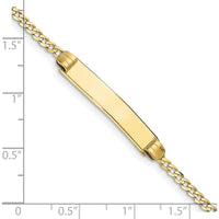 10K Yellow Gold Flat Curb Link ID Bracelet with Engraving Option - 7"