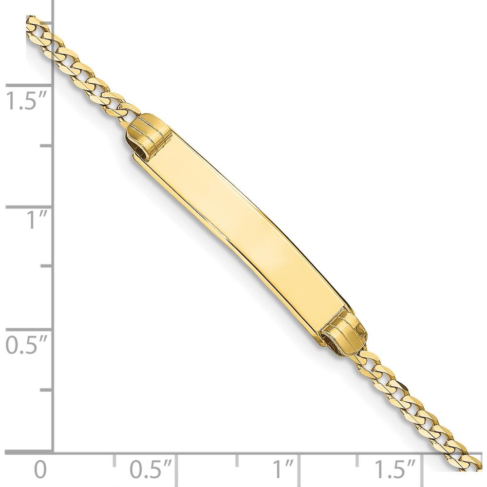10K Yellow Gold Flat Curb Link ID Bracelet with Engraving Option - 7"