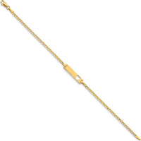 10K Yellow Gold Flat Curb Link ID Bracelet with Heart Cut-Out Charm - 7" Length