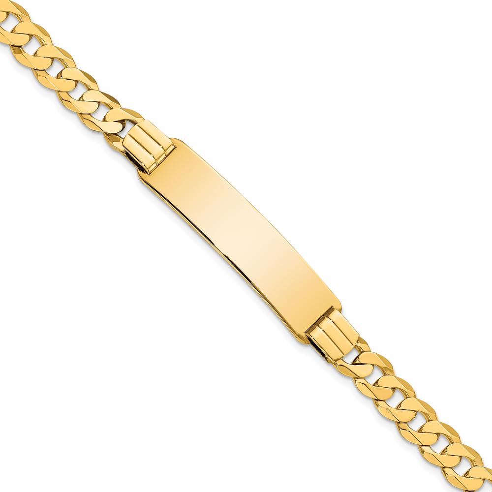 10K Yellow Gold Flat Curb Link ID Bracelet with Lobster Clasp - 7" Length