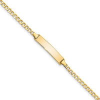 10K Yellow Gold Flat Curb Link ID Bracelet with Polished Finish - 8" Length