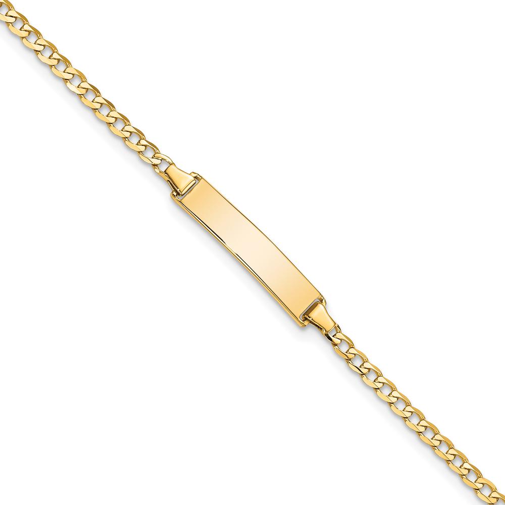 10K Yellow Gold Flat Curb Link ID Bracelet with Polished Finish - 8" Length