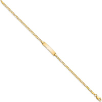10K Yellow Gold Flat Curb Link ID Bracelet with Polished Finish - 8" Length