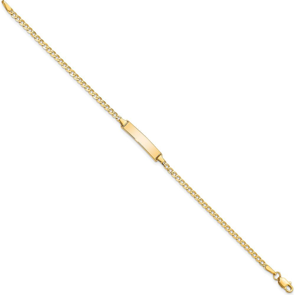 10K Yellow Gold Flat Curb Link ID Bracelet with Polished Finish - 8" Length