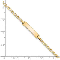 10K Yellow Gold Flat Curb Link ID Bracelet with Polished Finish - 8" Length