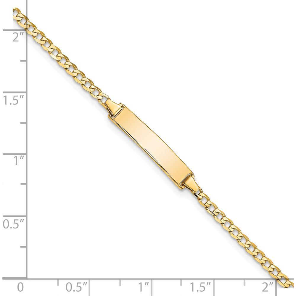 10K Yellow Gold Flat Curb Link ID Bracelet with Polished Finish - 8" Length