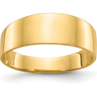10K Yellow Gold Flat-Top Tapered Cigar Band Ring - 3mm to 6mm Width