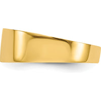10K Yellow Gold Flat-Top Tapered Cigar Band Ring - 3mm to 6mm Width