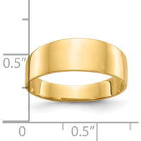 10K Yellow Gold Flat-Top Tapered Cigar Band Ring - 3mm to 6mm Width
