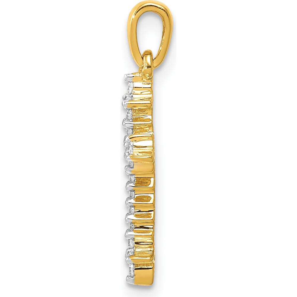 10K Yellow Gold Fleur de Lis Cross Pendant with 1/10 Carat. Diamonds by Oro Pregiato