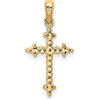 10K Yellow Gold Fleur de Lis Cross Pendant with 1/10 Carat. Diamonds by Oro Pregiato