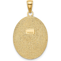 10K Yellow Gold Fleur-De-Lis Pendant on Oval Disk - Polished Finish