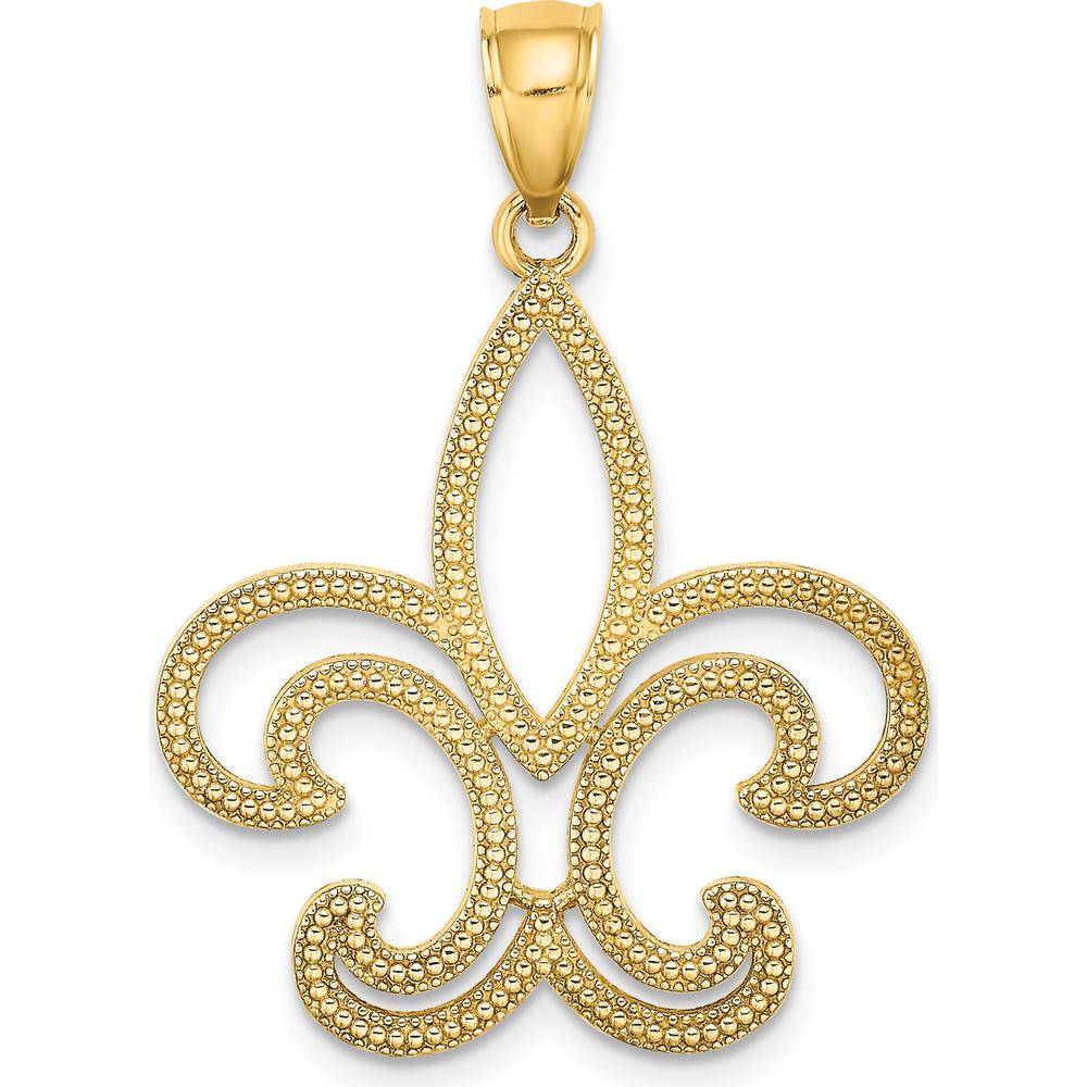 10K Yellow Gold Fleur De Lis Pendant with Polished Finish