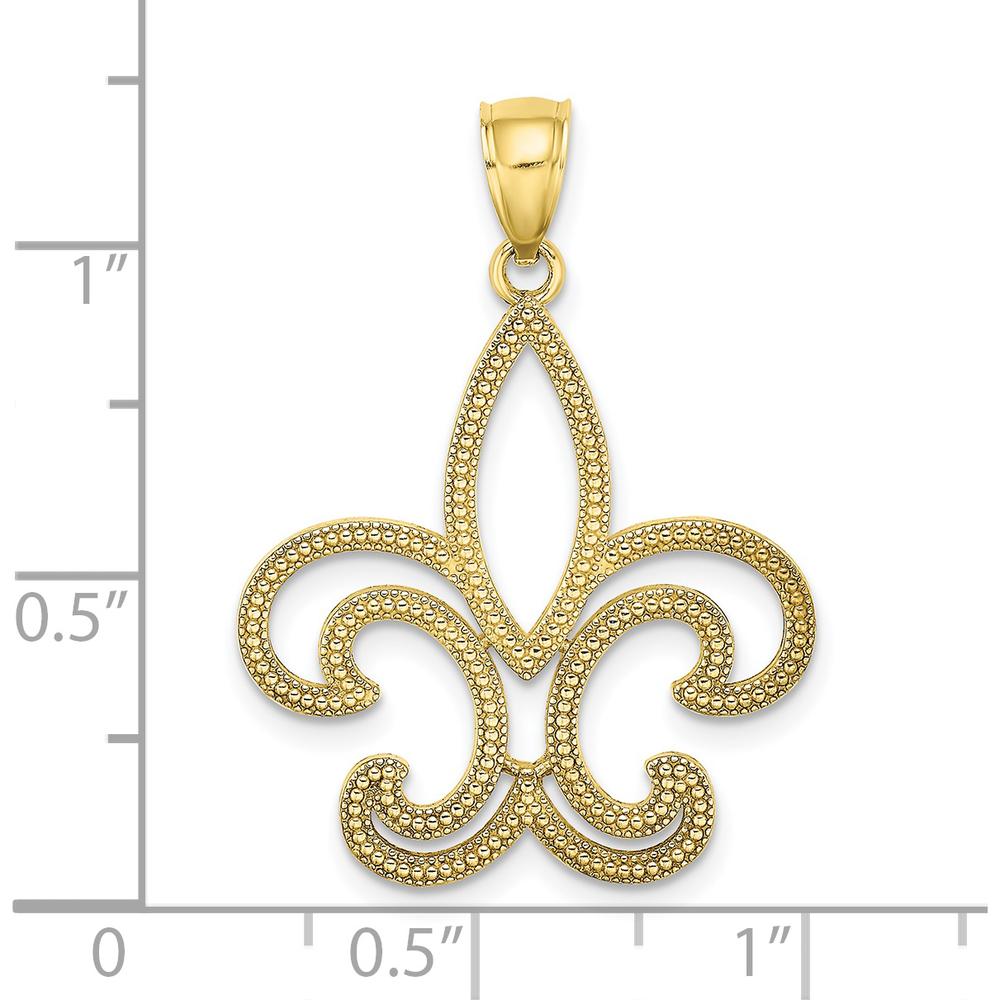 10K Yellow Gold Fleur De Lis Pendant with Polished Finish