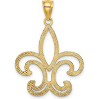 10K Yellow Gold Fleur De Lis Pendant with Polished Finish