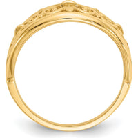 10K Yellow Gold Fleur-De-Lis Tapered Ring with Polished Finish - Elegant Women's Jewelry Design