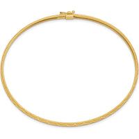 10K Yellow Gold Flexible Diamond-Cut Hexagonal Bangle with Push Clasp