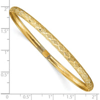 10K Yellow Gold Flexible Diamond-Cut Hexagonal Bangle with Push Clasp