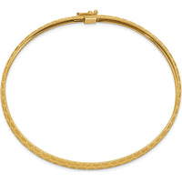 10K Yellow Gold Flexible Hexagonal Design Diamond-cut Bangle with Push Clasp - 7.5"