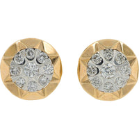 10K Yellow Gold Floral Diamond Stud Earrings - 0.50 Carat Total Diamond Weight