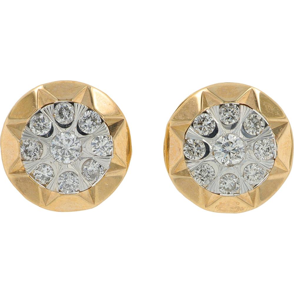 10K Yellow Gold Floral Diamond Stud Earrings - 0.50 Carat Total Diamond Weight