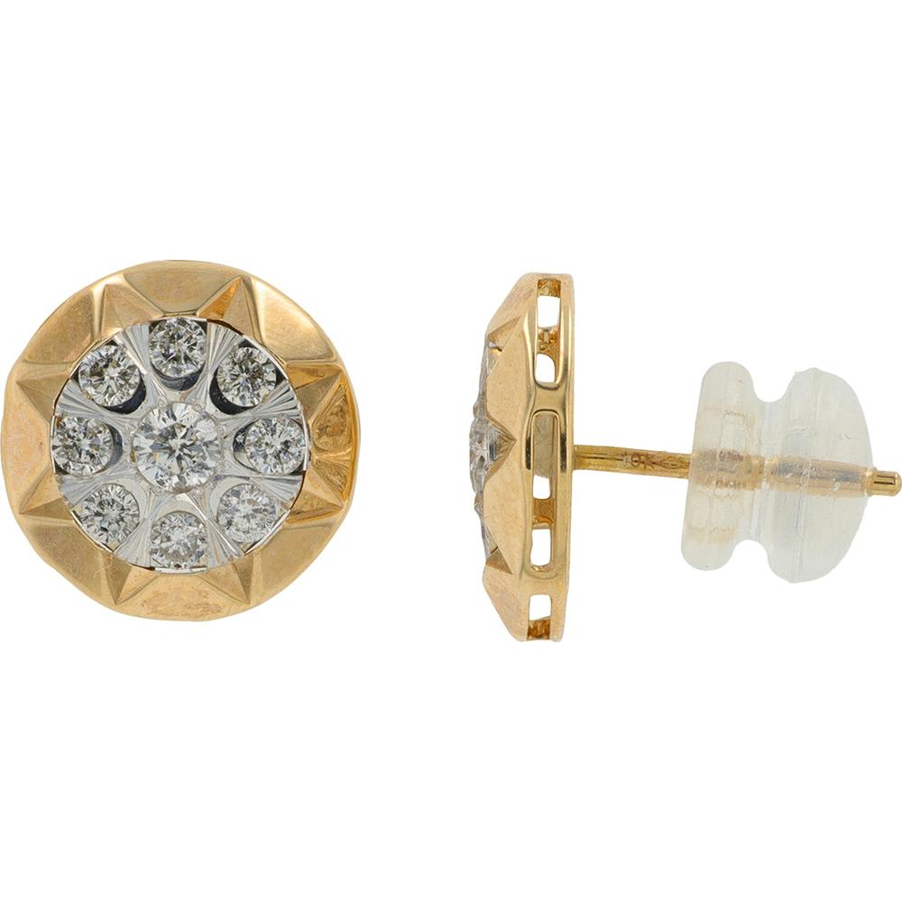 10K Yellow Gold Floral Diamond Stud Earrings - 0.50 Carat Total Diamond Weight