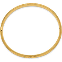 10K Yellow Gold Florentine Engraved Hinged Bangle Bracelet with Diamond-Cut Texture