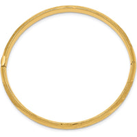 10K Yellow Gold Florentine Hinged Baby Bangle with Safety Bar and Diamond-Cut Texture