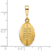 10K Yellow Gold Football Charm Pendant - 30mm Length