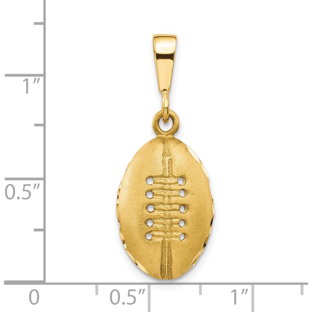 10K Yellow Gold Football Charm Pendant - 30mm Length