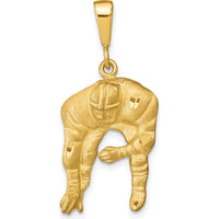 10K Yellow Gold Football Charm - Polished Finish - 34mm Length