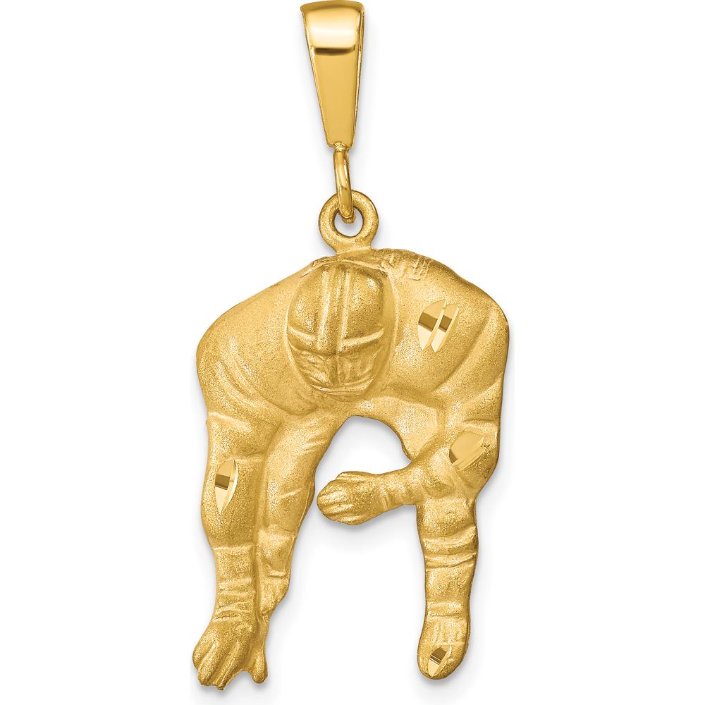 10K Yellow Gold Football Charm - Polished Finish - 34mm Length
