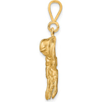 10K Yellow Gold Football Charm - Polished Finish - 34mm Length