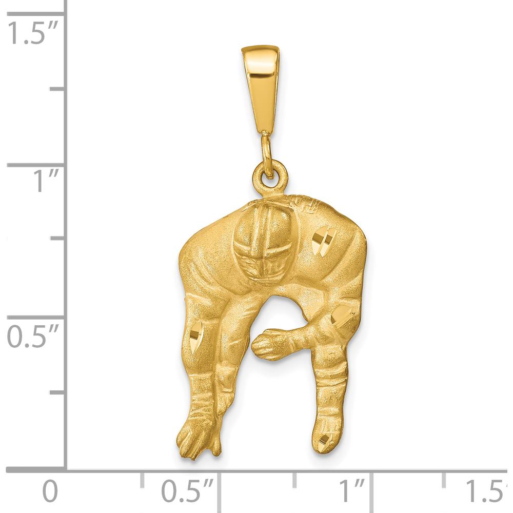 10K Yellow Gold Football Charm - Polished Finish - 34mm Length