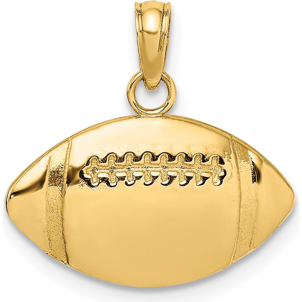 10K Yellow Gold Football Charm with Engraving Option - Polished Finish