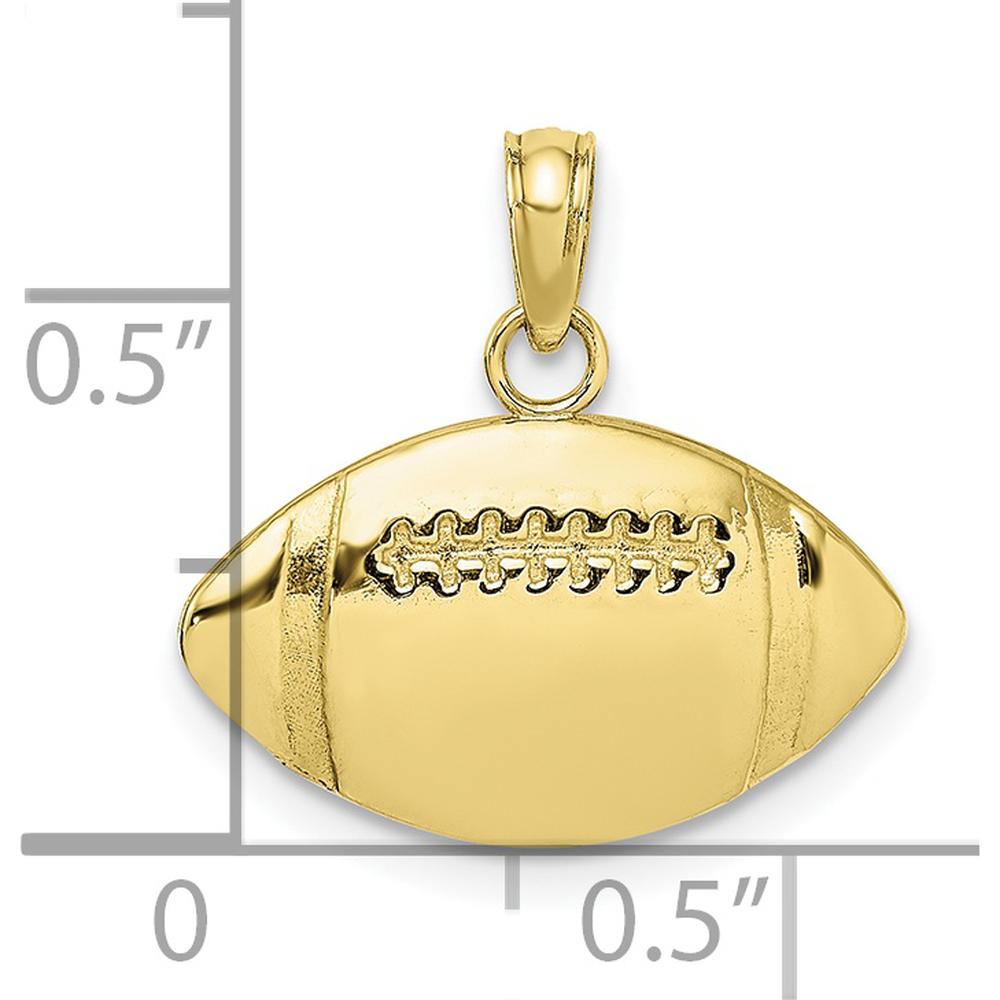 10K Yellow Gold Football Charm with Engraving Option - Polished Finish