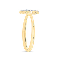 10K Yellow Gold Four-Heart Clover Motif Ring with Round Natural Diamonds - 1/5 Carat Total Diamond Weight